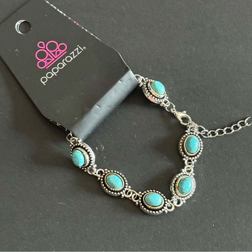 New Paparazzi Rocky Mountain Ranger Silver and Turquoise Bracelet